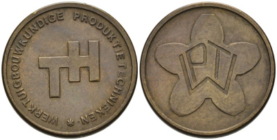 Нидерланды жетон ND PT, produck technieken, диаметр 20 мм. жёлтый металл 4573-556