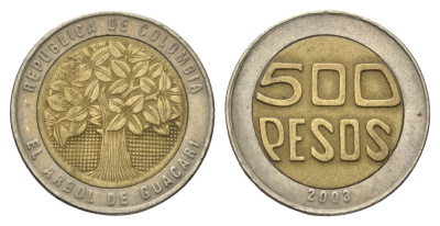 Колумбия 500 песо 2003 KM 286 биметалл 4698-741