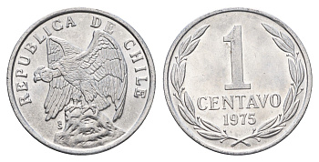 Чили 1 сентаво 1975 год-тип KM 203 алюминий UNC 4688-244