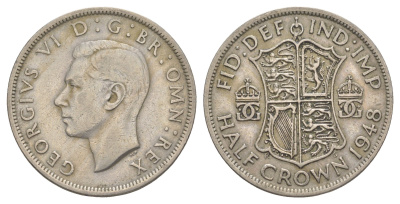 Великобритания 1/2 кроны 1948 Георг VI (1936-1952) KM 866, Spink 4101 медно-никель 4379-143