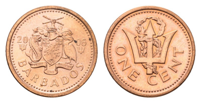 Барбадос 1 цент 2006 KM 10a цинк плакированный медью UNC 4697-447