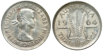 Австралия 3 пенса 1964 Елизавета II (1952-2022) KM 57 серебро 71-1018