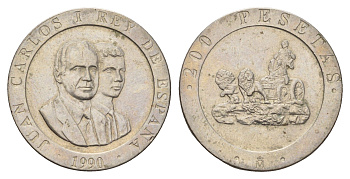 Испания 200 песет 1990 M, Хуан Карлос I (1975-2014) KM 855 медно-никель 4703-252