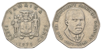 Ямайка 50 центов 1975 Маркус Гаврей (1887-1940) KM 65 медно-никель 4672-115