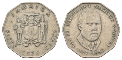 Ямайка 50 центов 1975 Маркус Гаврей (1887-1940) KM 65 медно-никель 4672-115