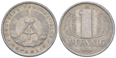 ГДР 1 пфенниг 1978 А KM 8.2 алюминий 4623-341