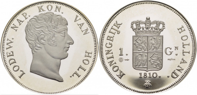 НИДЕРЛАНДЫ МЕДАЛЬ ND СЕРИЯ СТАРИННЫЕ МОНЕТЫ,1 ГУЛЬДЕН 1810 серебро PROOF 01-146-12