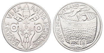 Ватикан 10 лир 1975 MCMLXXV, Священный год, Павел Vi, год-тип KM 127 алюминий UNC 4700-653