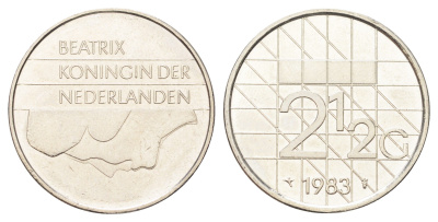 Нидерланды 2 1/2 гульдена 1983 Беатрикс (1980-2013) KM 206 никель UNC 4692-1142