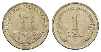 Колумбия 1 песо 1978 Симон Боливар KM 258.2 медно-никель UNC 4698-127