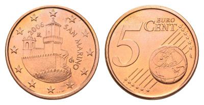 Сан-Марино 5 евроцентов 2006 KM 442 сталь плакированная медью UNC 4694-1025