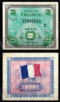 Франция 2 франка 1944 Pick 114 b бумага 8611-22-1-1