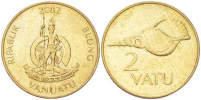 Вануату 2 вату 2002 KM 4 медь алюминий никель UNC 4614-835