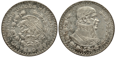Мексика 1 песо 1967 Хосе Мария Морелос KM 459 серебро 74-1034