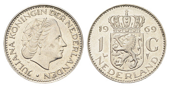 Нидерланды 1 гульден 1969 Юлиана (1948-1980) KM 184a никель 4706-1232