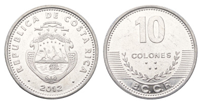 Коста-Рика 10 колонов 2012 KM 228b алюминий UNC 4698-513