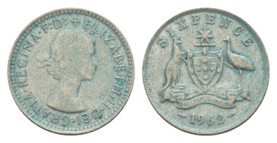 Австралия 6 пенсов 1962 Елизавета II (1952-2022) KM 58 серебро 4630-1061