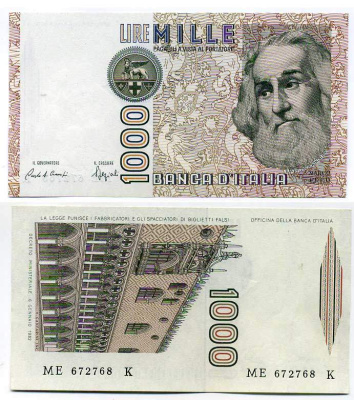 Италия 1000 лир 1982 Дворец дожеи?, Марко Поло Pick 109b UNC (пресс) 7204-1-1