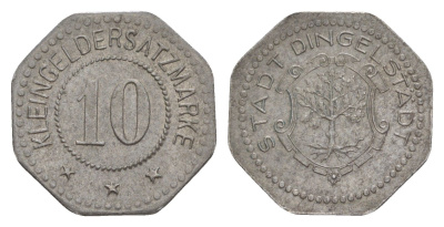 Дингельштедт 10 пфеннигов ND Funck 96.2, Men05 5192.2, Men18 6508.2 железо 1528-243