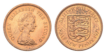 Джерси 1/2 нового пенни 1971 Елизавета II (1952-2022) KM 29 бронза UNC 4702-669