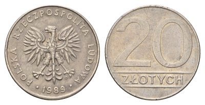 Польша 20 злотых 1989 Y 153.2 медно-никель 3336-1011