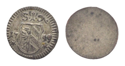 Нюрнберг 1 пфенниг 1749 KM 193a серебро UNC 1529-825