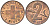 Швейцария 2 раппена 1968 В KM 47 бронза UNC 4577-514