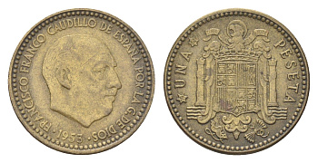 Испания 1 песета 1953 (62) Франциско Франко (1939-1975) KM 775 алюминиевая бронза 4705-1044