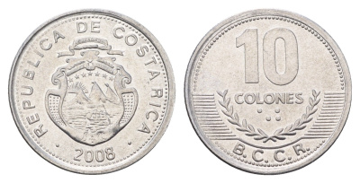Коста-Рика 10 колонов 2008 KM 228b алюминий UNC 4698-455