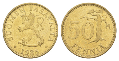 Финляндия 50 пенни 1985 KM 48 алюминиевая бронза UNC 4648-521