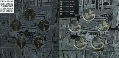 Нидерланды набор из 5 жетонов 1998 750 лет Гааге медно-никель PROOF 1-4-2-32