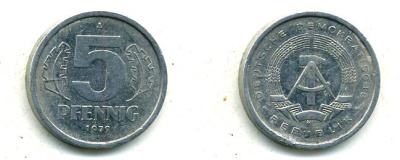 ГДР 5 пфеннигов 1979 A алюминий 4651-1126