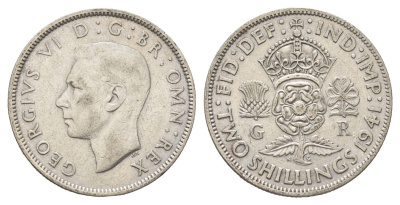 Великобритания 1 флорин = 2 шиллинга 1941 Георг VI (1936-1952) KM 855, Spink 4081 серебро 60-1212