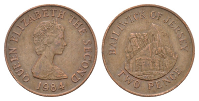 Джерси 2 пенса 1984 Елизавета II (1952-2022), Сент-Хелиер KM 55 бронза 4595-745
