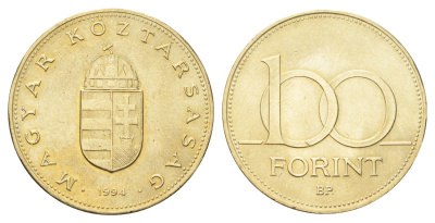 Венгрия 100 форинтов 1994 KM 698 латунь UNC 4706-1057