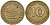 ФРГ 10 ПФЕННИГОВ 1968 D KM 108, J. 383 сталь плакированная латунью 540-735