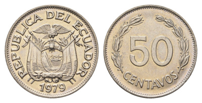 Эквадор 50 сентаво 1979 KM 81 сталь плакированная никелем UNC 4698-547