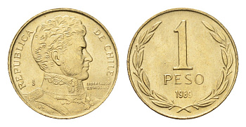 Чили 1 песо 1989 KM 216 алюминиевая бронза UNC 4689-151