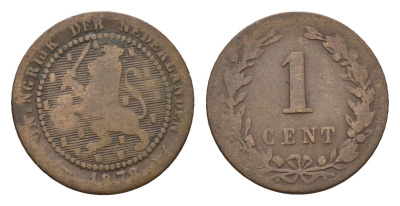 Нидерланды 1 цент 1878 Виллем III (1849-1890) KM 107 бронза 4611-1141