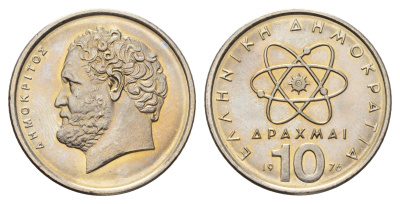 Греция 10 драхм 1976 Демокрит KM 119 медно-никель UNC 4695-644