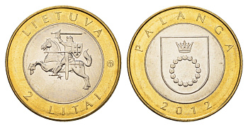 Литва 2 лита 2012 Курорты Литвы - Паланга KM 186.1 биметалл UNC 4695-453