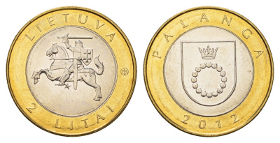 Литва 2 лита 2012 Курорты Литвы - Паланга KM 186.1 биметалл UNC 4695-453