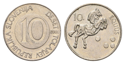 Словения 10 толаров 2000 лошадь KM 41 медно-никель 4702-151