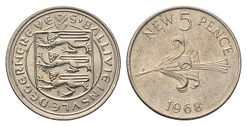 Гернси 5 новых пенсов 1968 KM 23 медно-никель UNC 73-1017