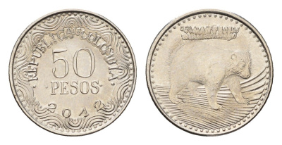 Колумбия 50 песо 2012 KM 295 сталь плакированная никелем UNC 4696-1247