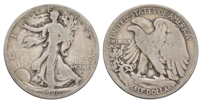 США 1/2 доллара (50 центов) 1920 D KM 142 серебро    5010-1744