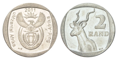 ЮАР 2 ранда 2011 KM 505 медь плакированная никелем UNC 4628-316