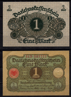 Германия 1 марка 1920 Pick 58 бумага 7198-25-2-2