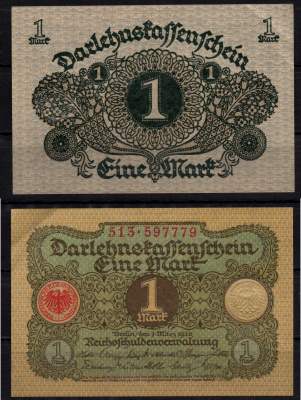 Германия 1 марка 1920 Pick 58 бумага 7198-29-3-1