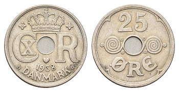 Дания 25 эре 1938 KM 823 медно-никель 4706-744
